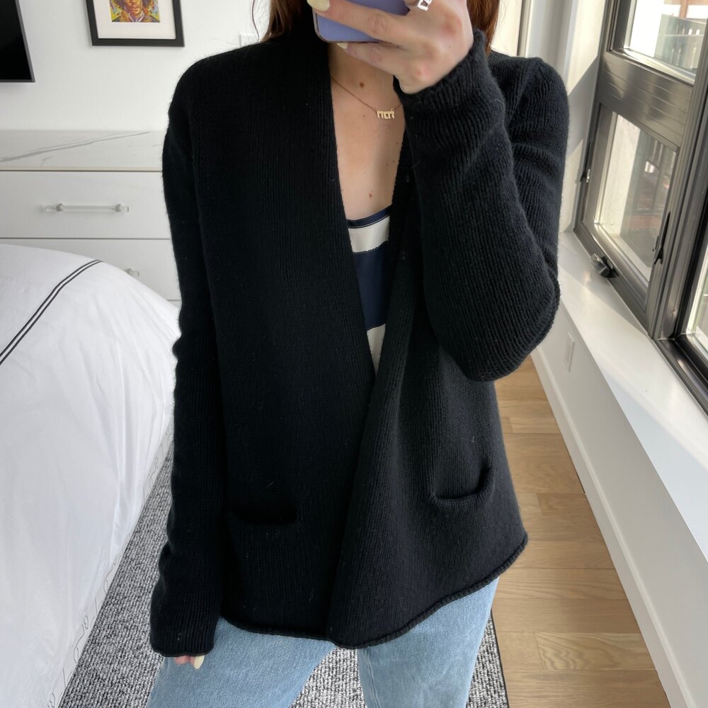Jil Sander Cashmere Open Front Cardigan Black 36